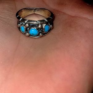 Vintage Sterling Silver Three-Stone Turquoise Ring